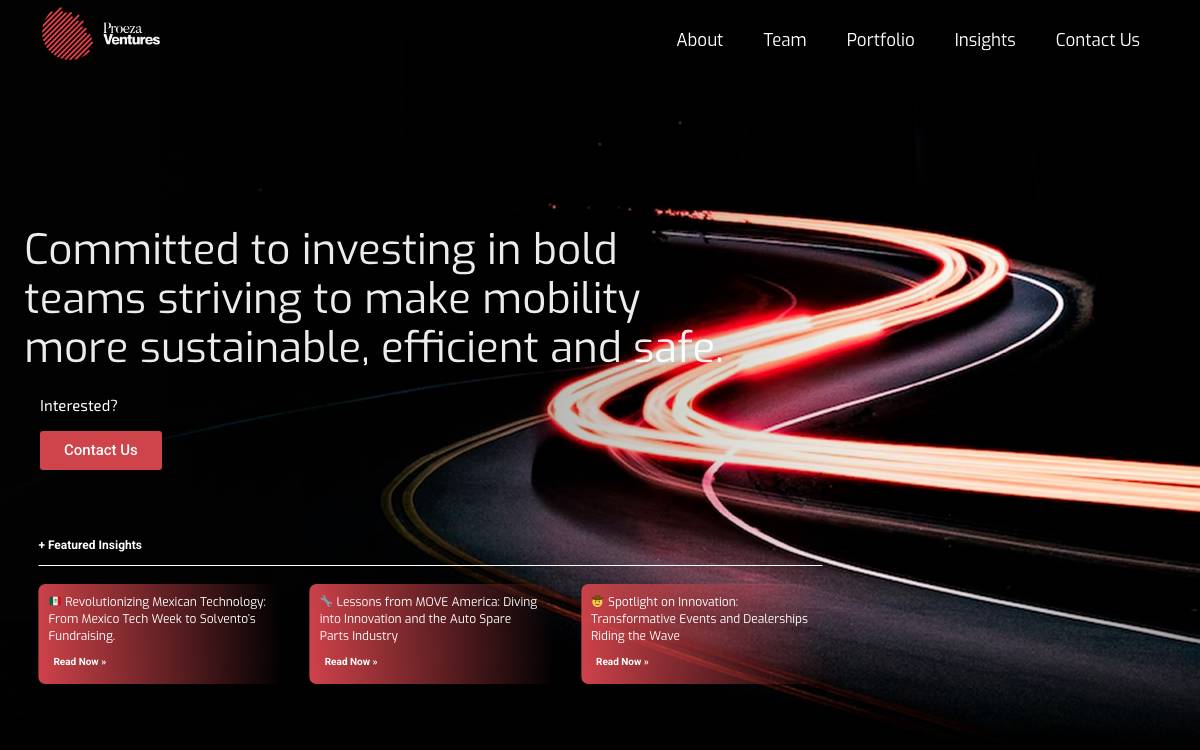 Proeza Ventures website preview