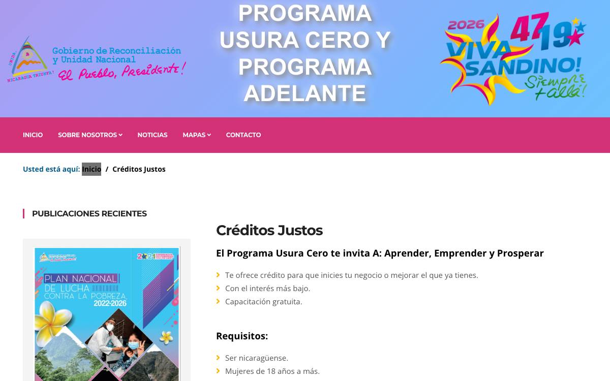Programa Usura Cero website preview