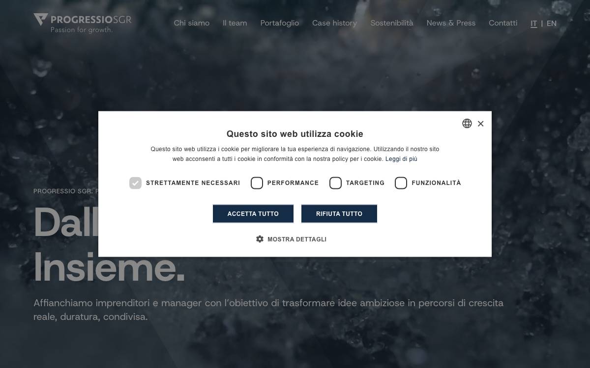 Progressio SGR S.p.A. website preview