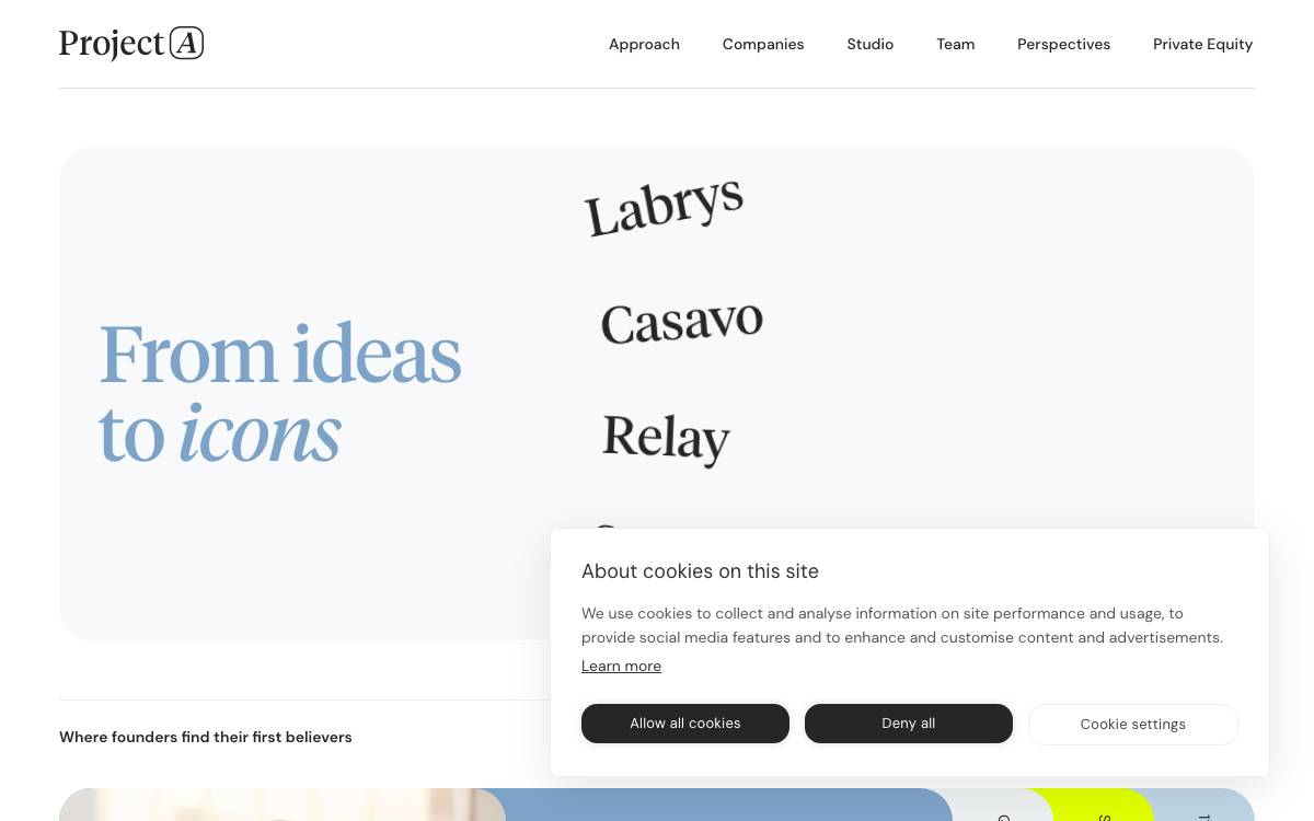 Project A Ventures website preview