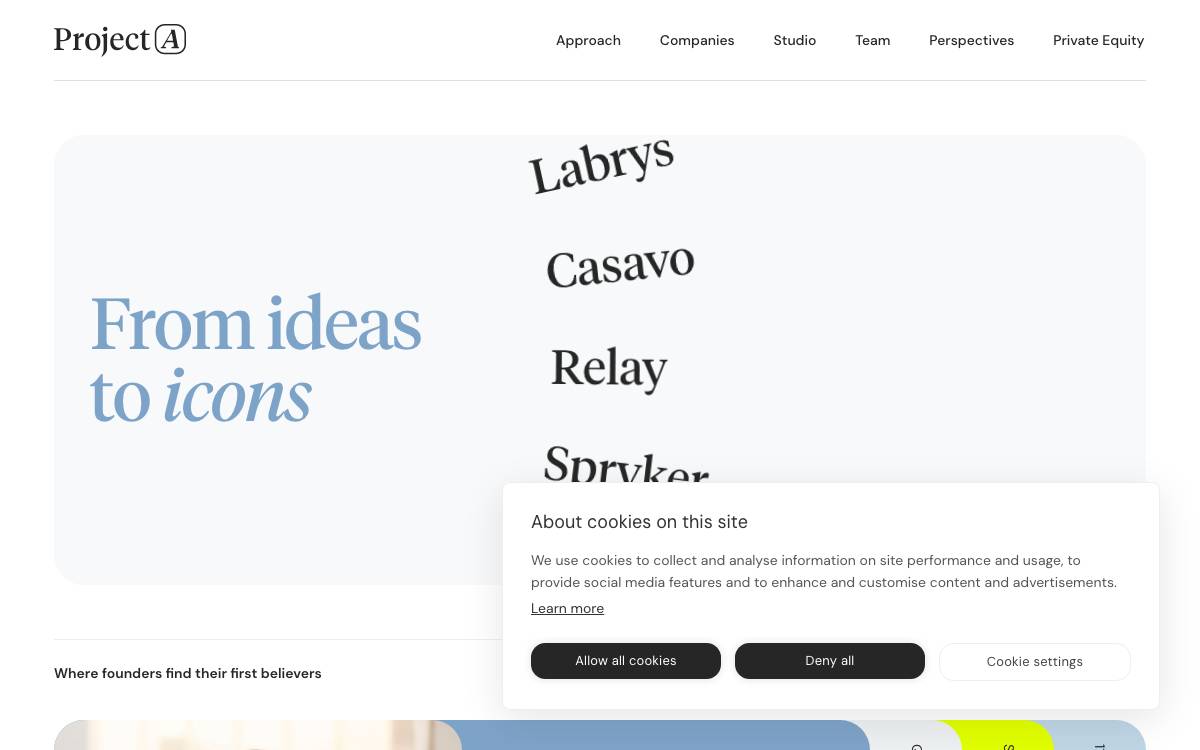 Project A website preview