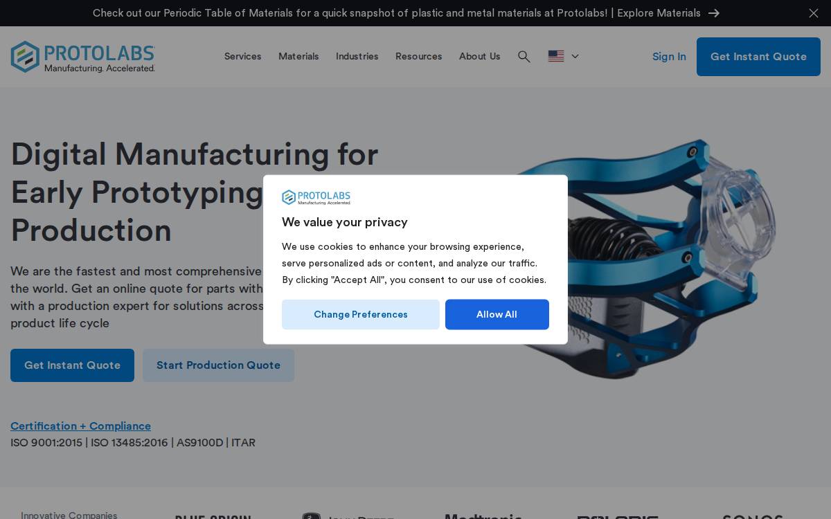 Proto Labs website preview