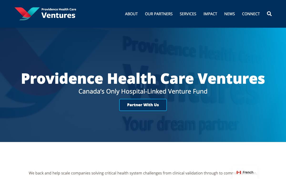 Providence Health Care Ventures website preview