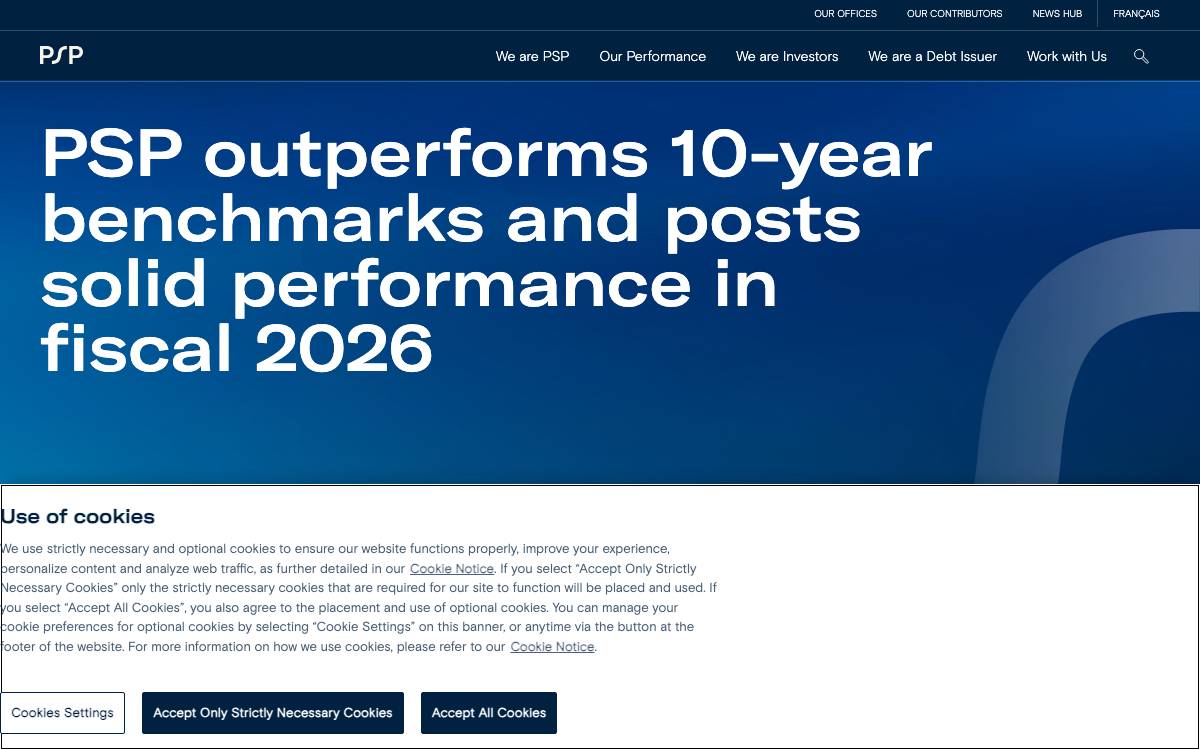 PSP Investments private equity website preview