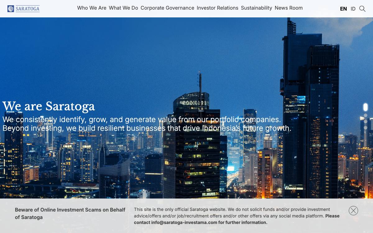 PT Saratoga Investama Sedaya website preview