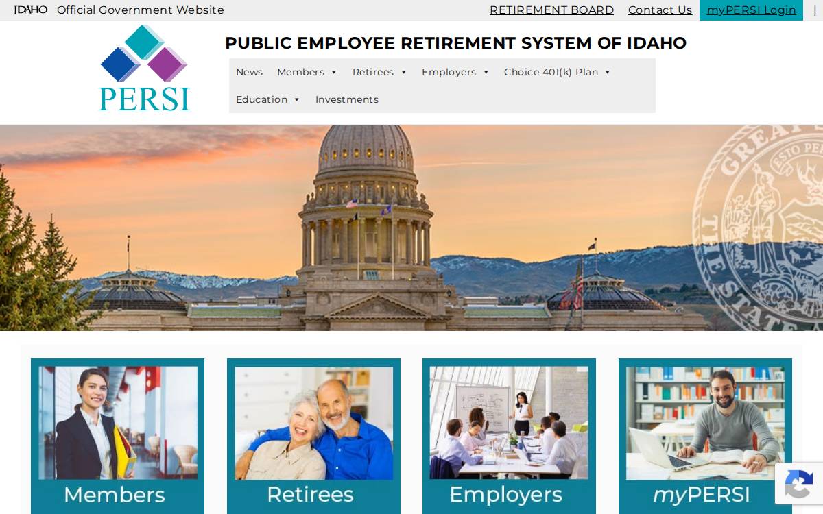 Public Employee Retirement System of Idaho website preview