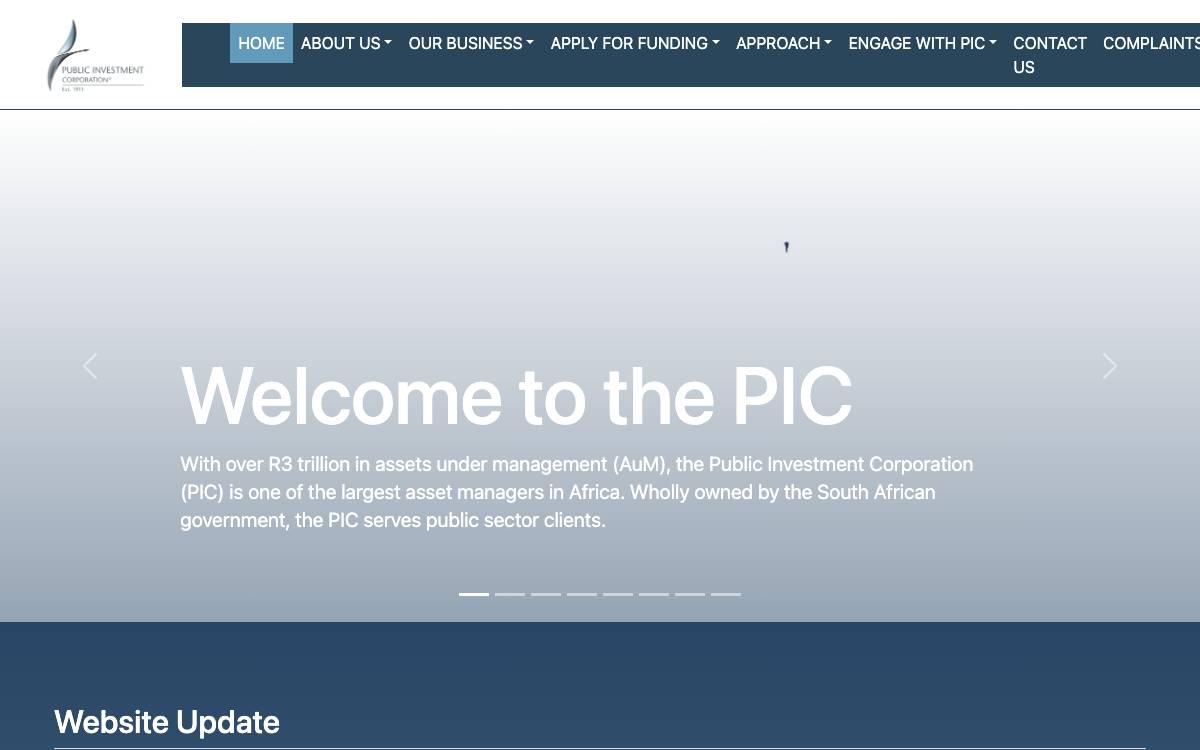 Public Investment Corporation Early-Stage Fund website preview