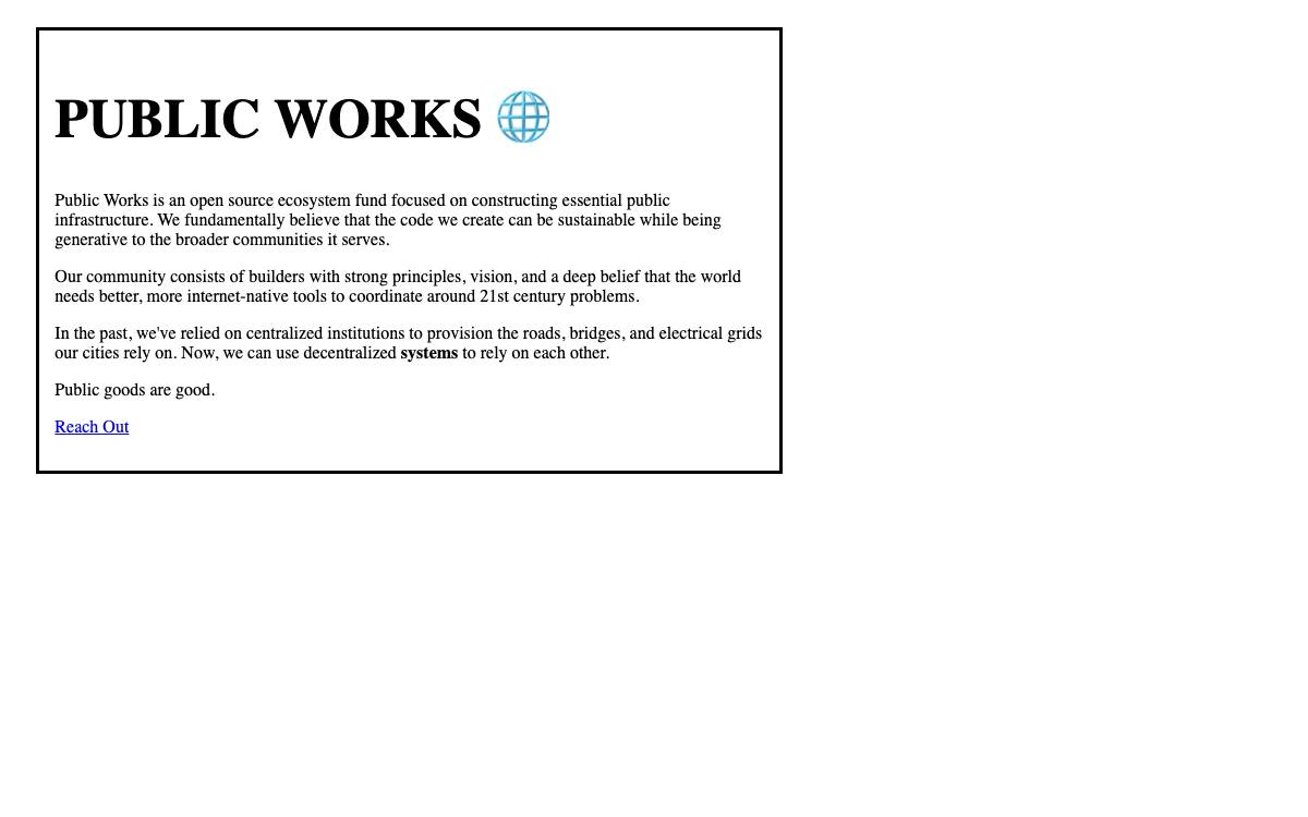 Public Works website preview