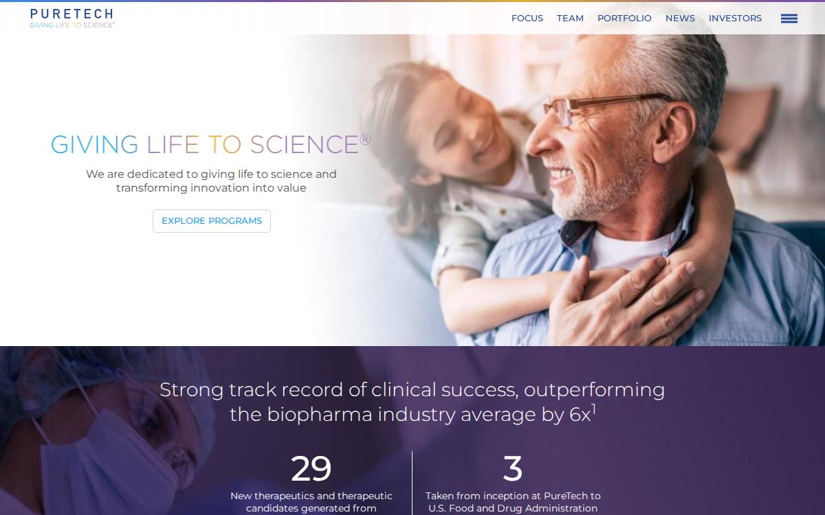 PureTech Health website preview