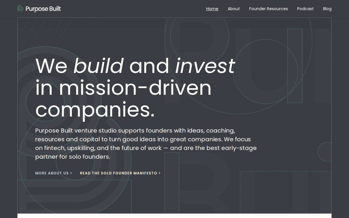 Purpose Built Ventures website preview