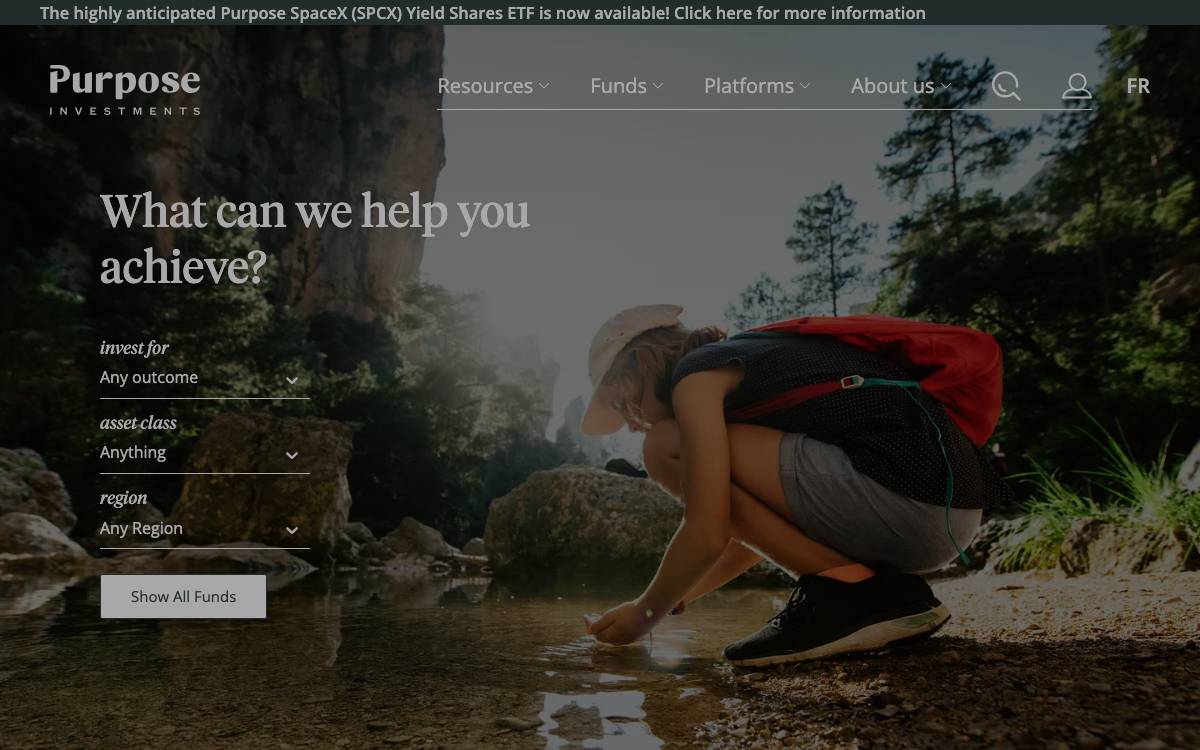Purpose Investments website preview