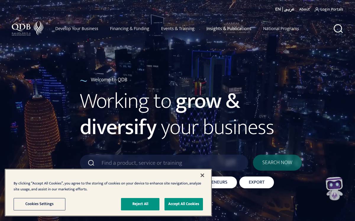 Qatar Development Bank website preview