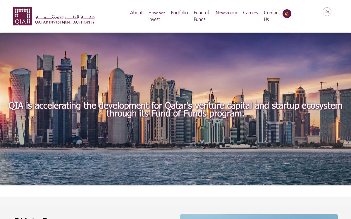 Qatar Investment Authority website preview