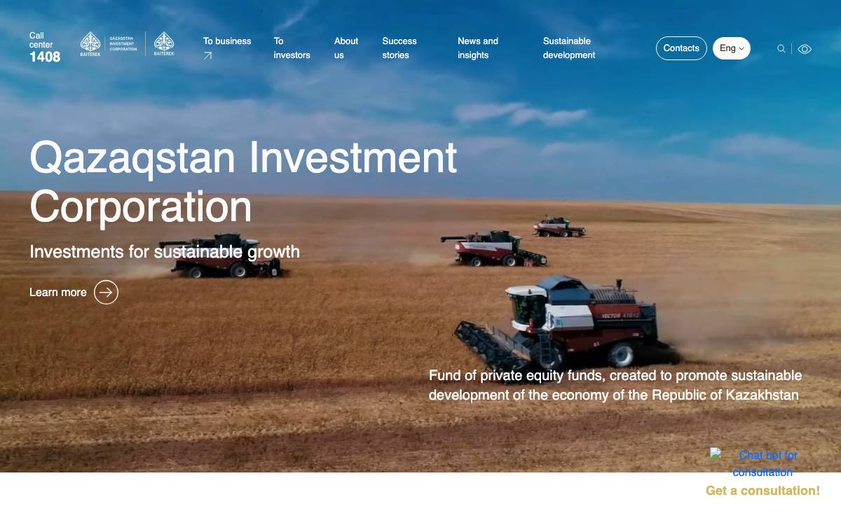 Qazaqstan Investment Corporation website preview