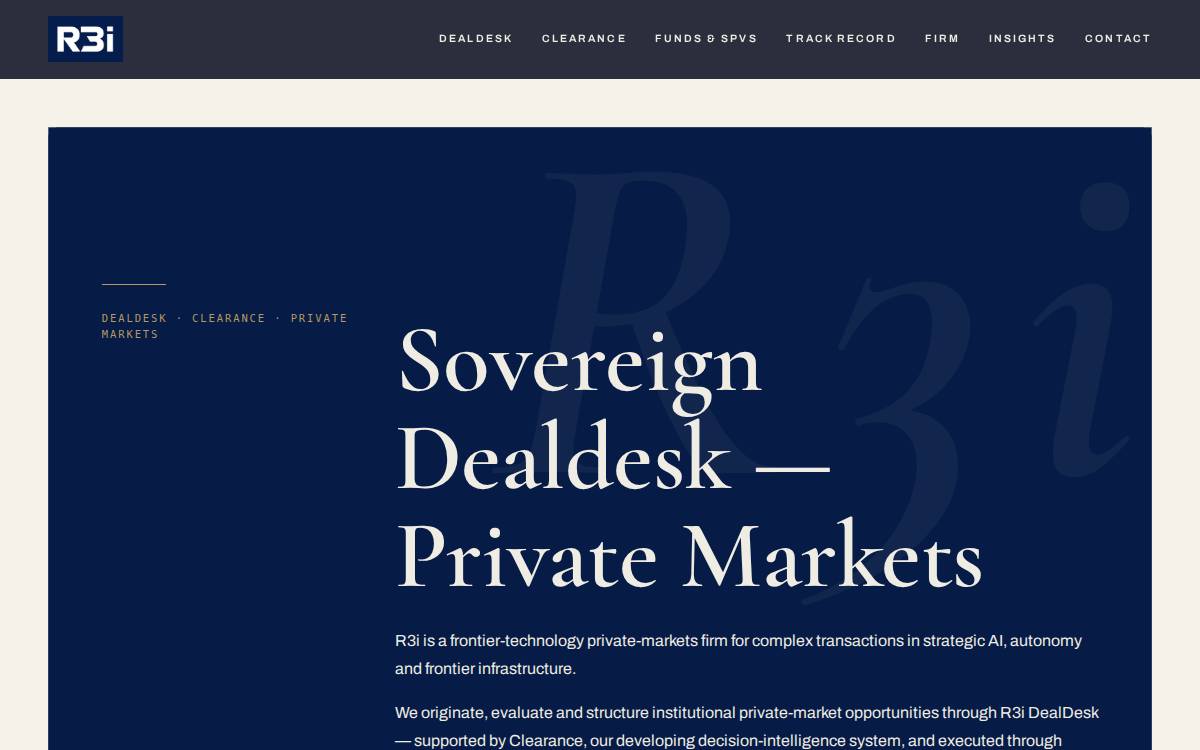 R3i Capital website preview
