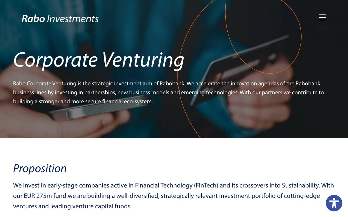 Rabo Corporate Venturing website preview