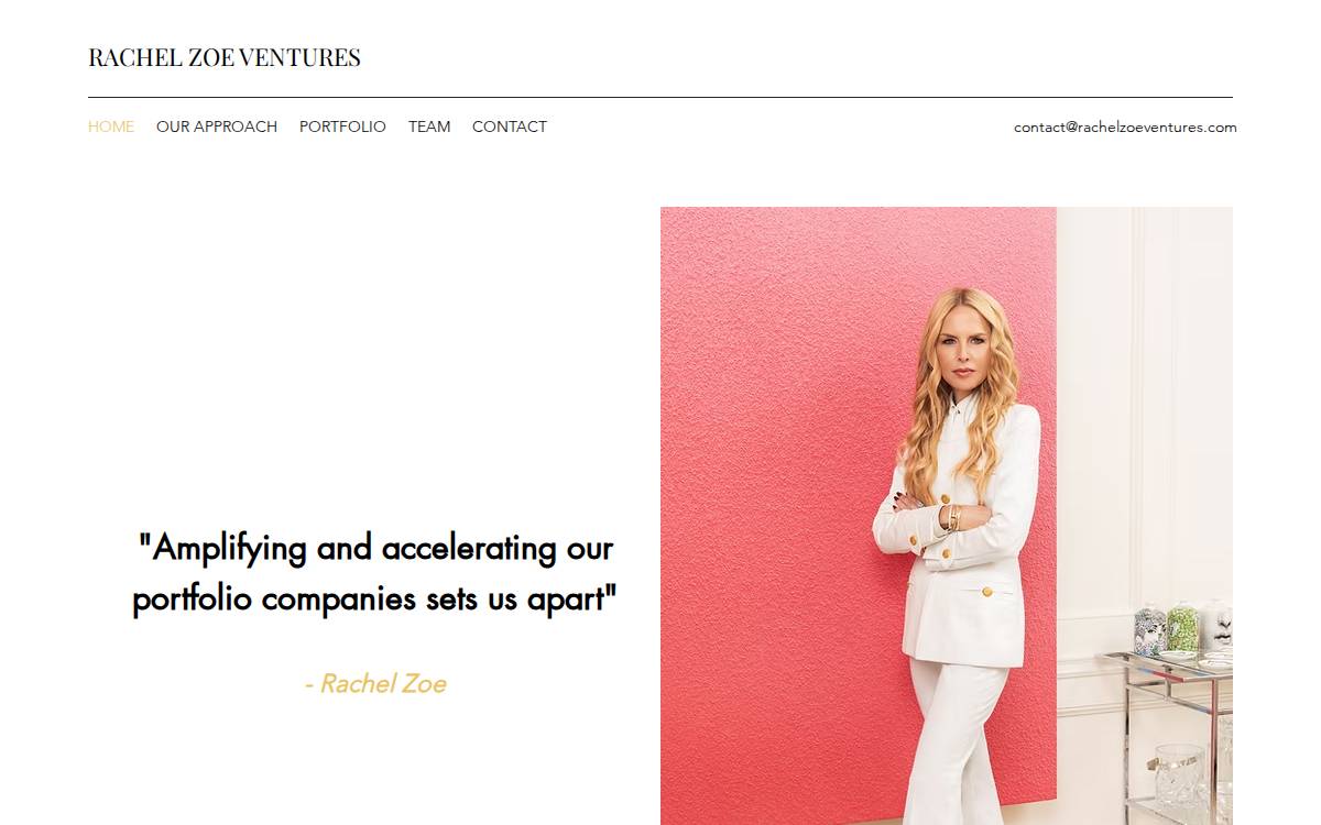 Rachel Zoe Ventures website preview
