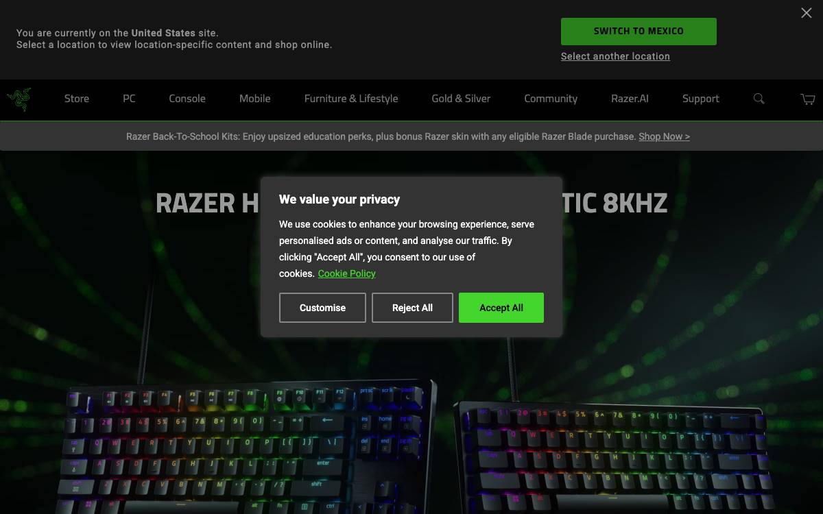 Razer website preview