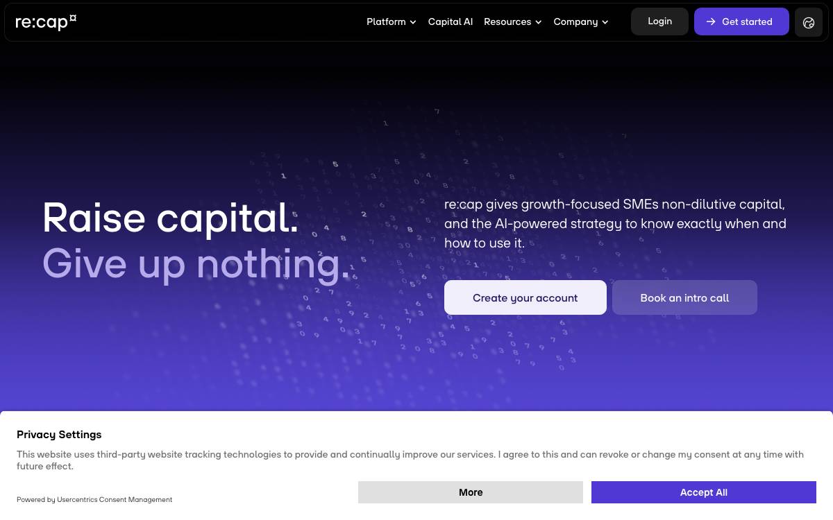 re:cap website preview