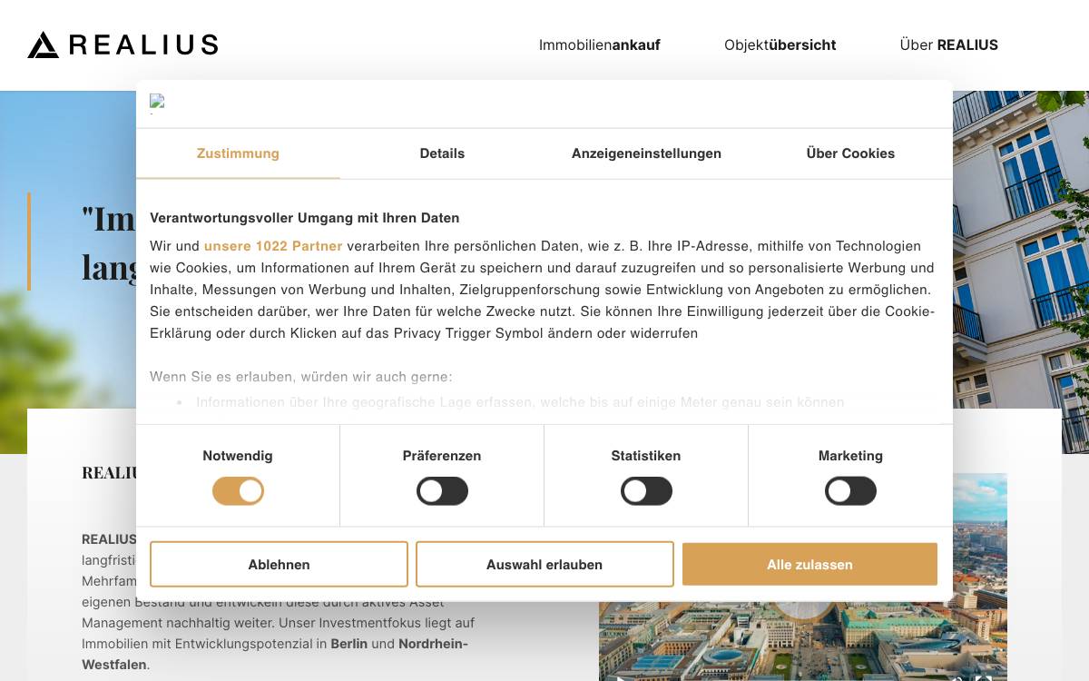 REALIUS GmbH website preview