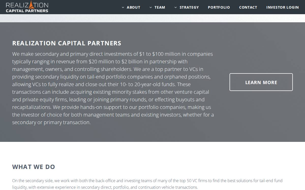 Realization Capital Partners website preview