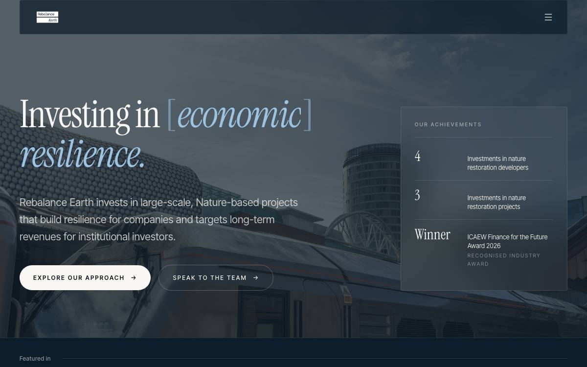 Rebalance Earth website preview