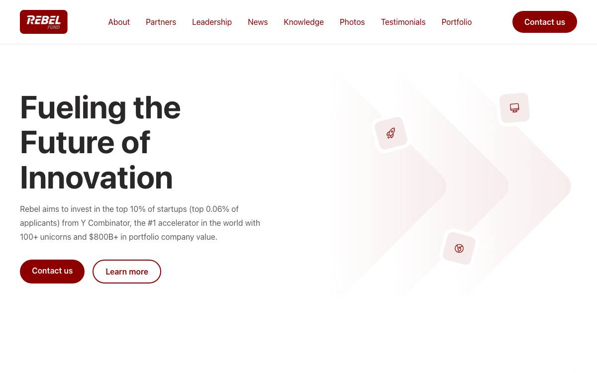 Rebel Fund website preview