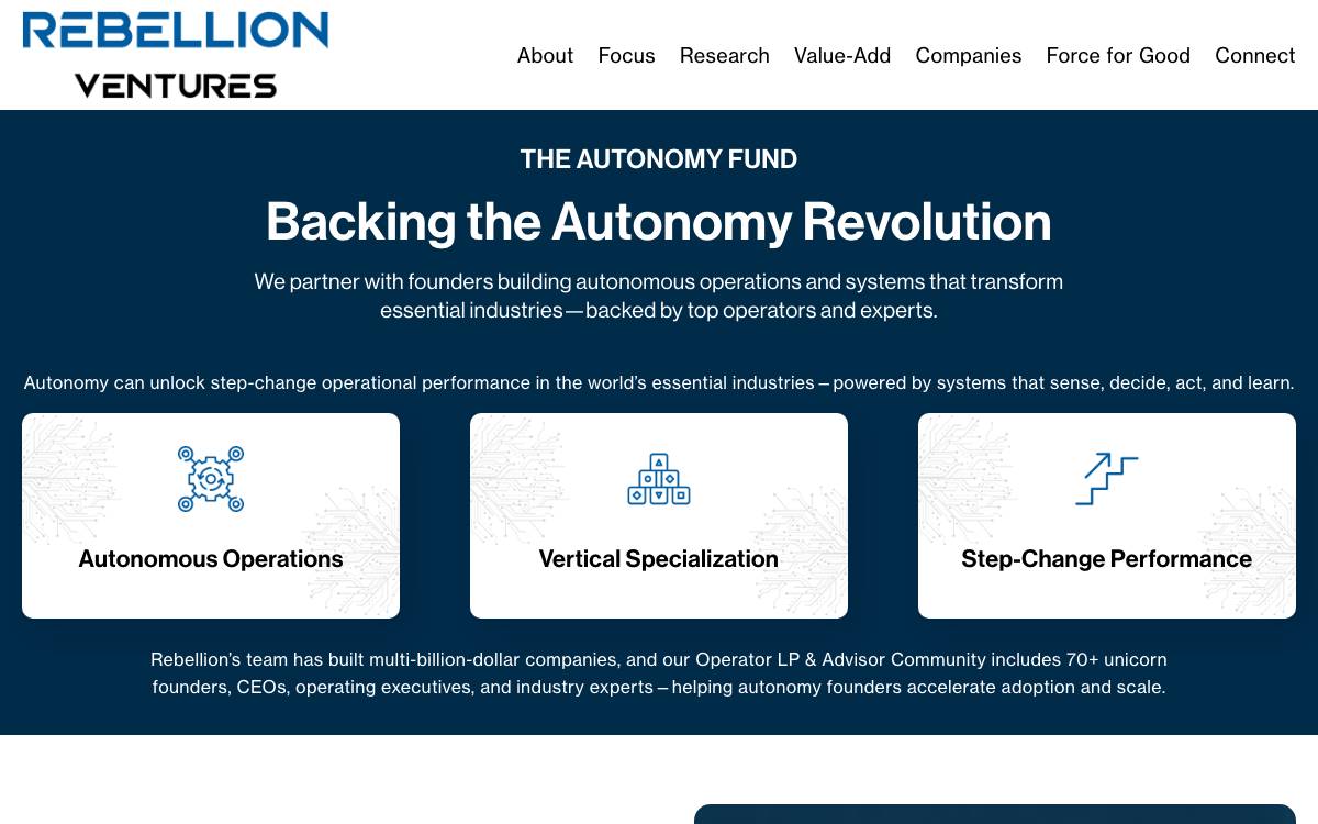 Rebellion Ventures website preview
