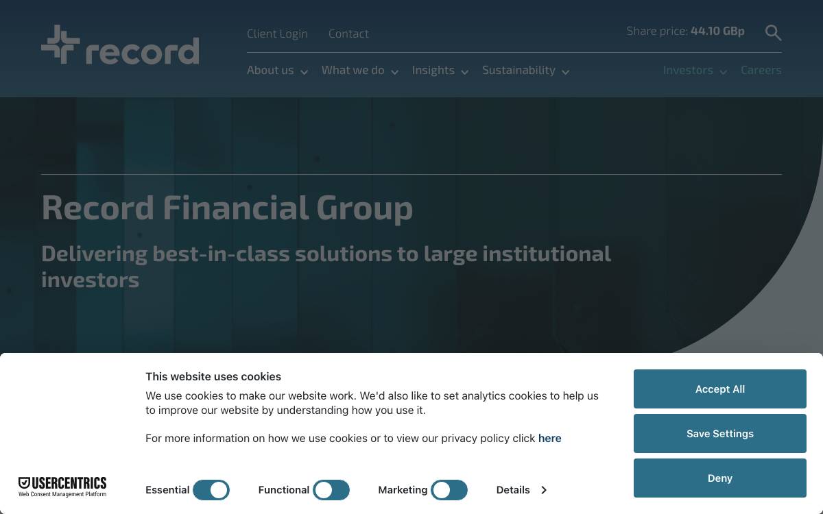 Record PLC website preview