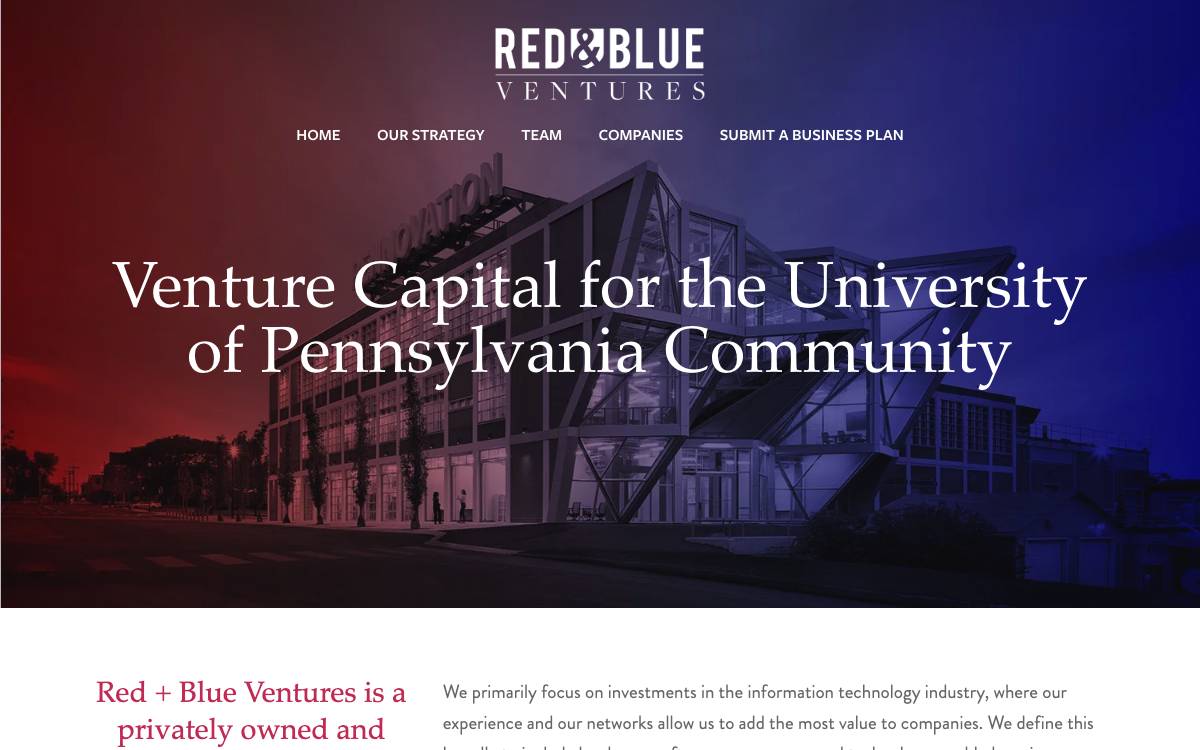 Red & Blue Ventures website preview