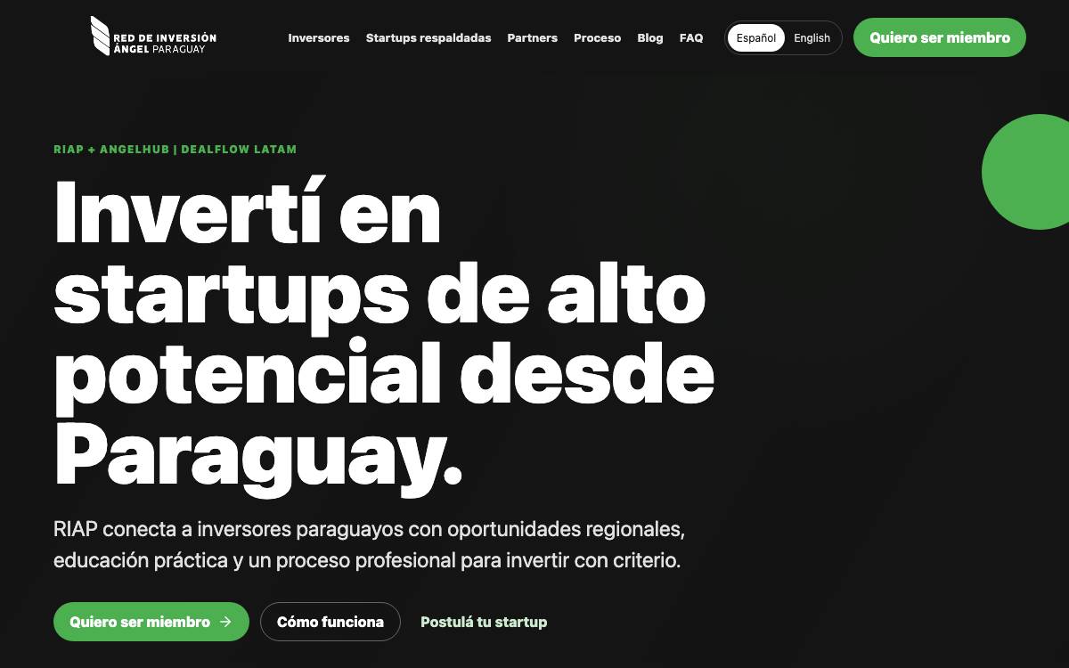Red de Inversión Ángel del Paraguay (RIAP) website preview