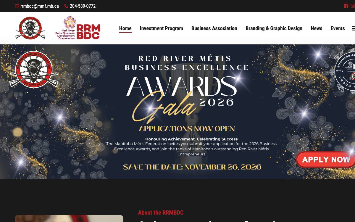 Red River Métis Business Development Corporation website preview