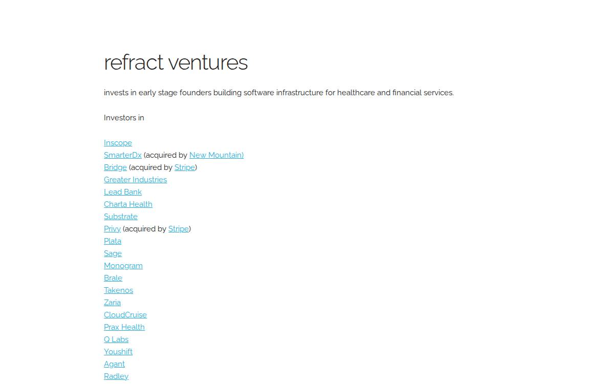Refract Ventures website preview
