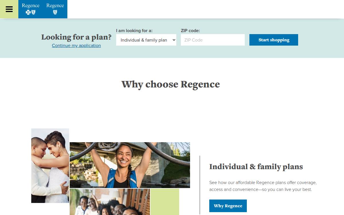 Regence BlueShield website preview