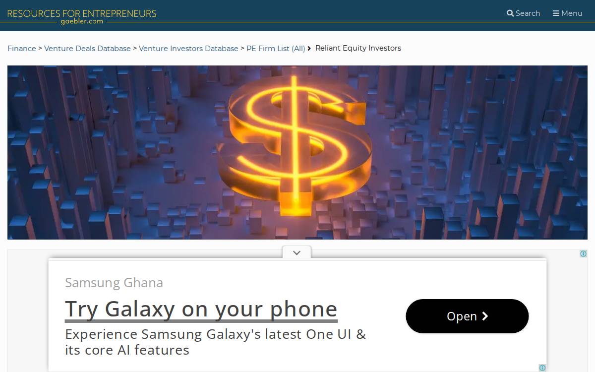 Reliant Equity Investors website preview