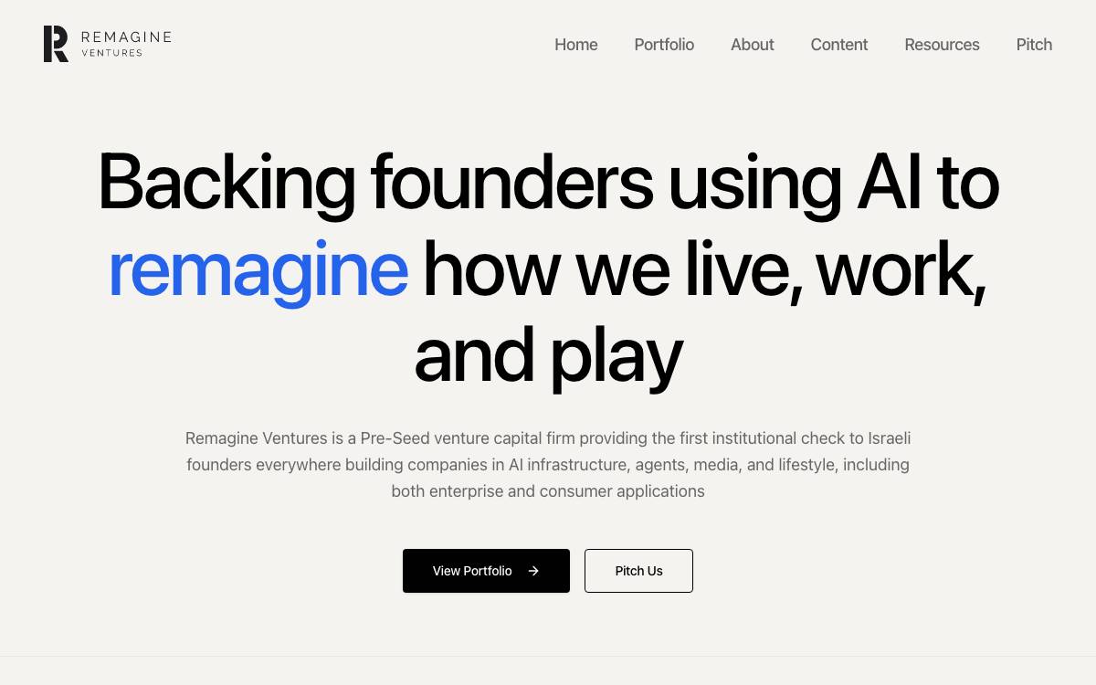 Remagine Ventures website preview