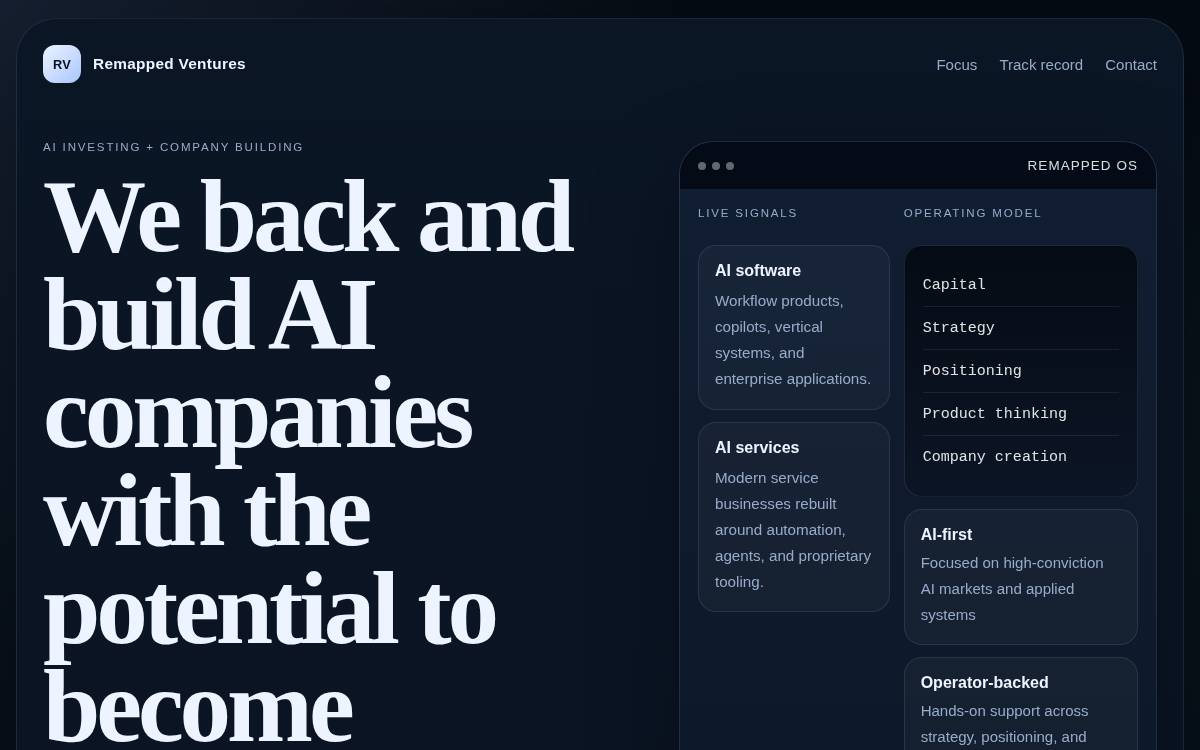 Remapped Ventures website preview