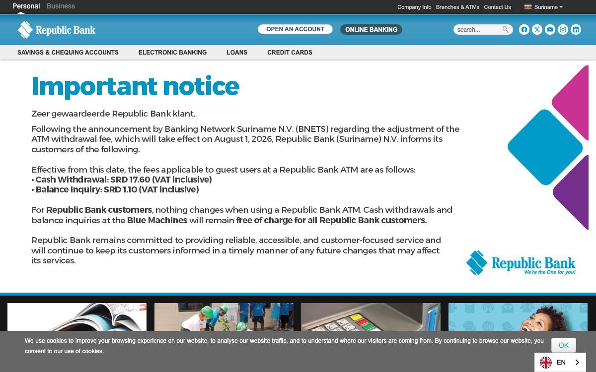Republic Bank Suriname website preview
