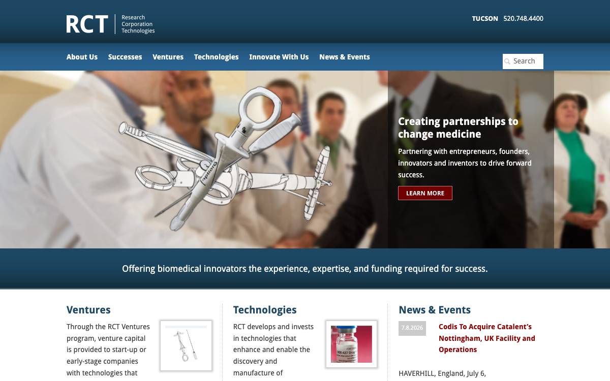 Research Corporation Technologies website preview