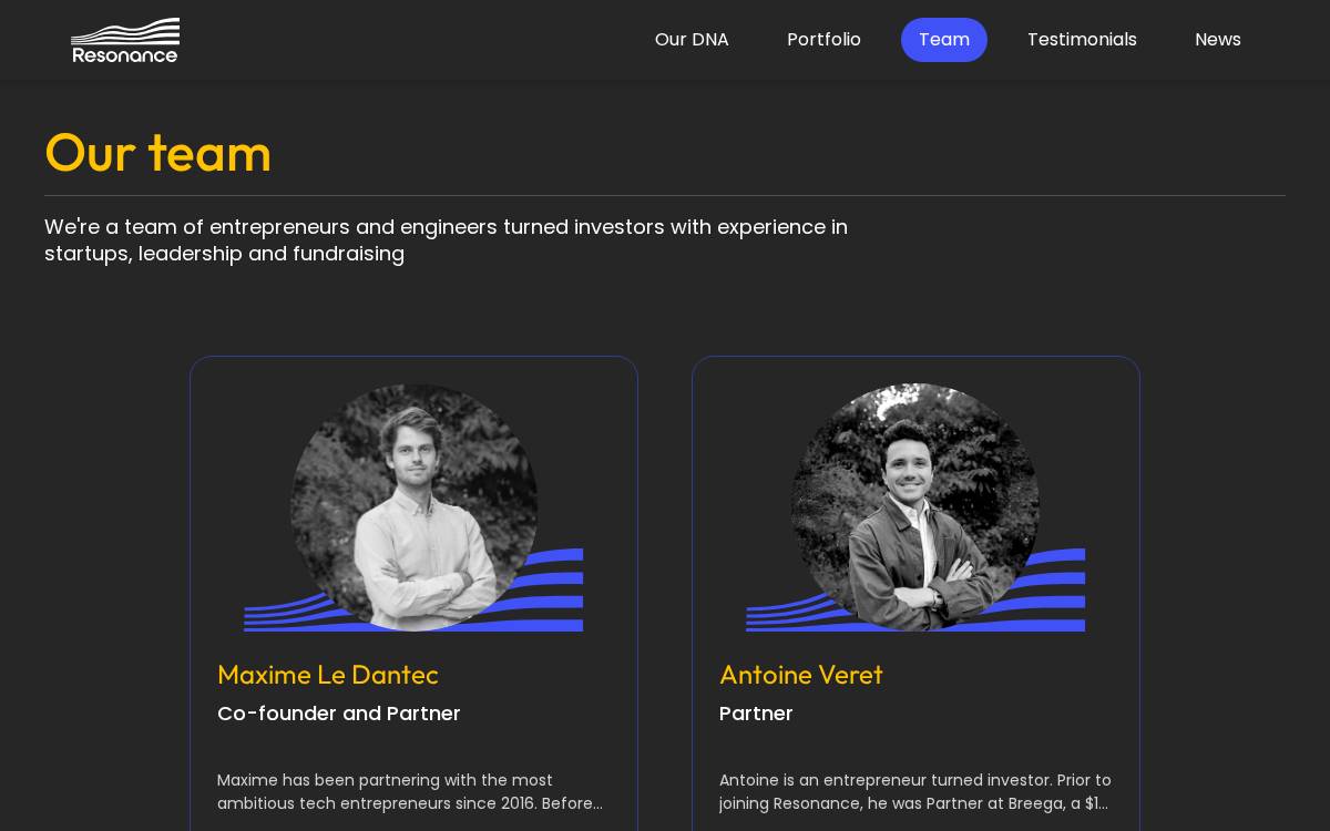 Resonance VC website preview