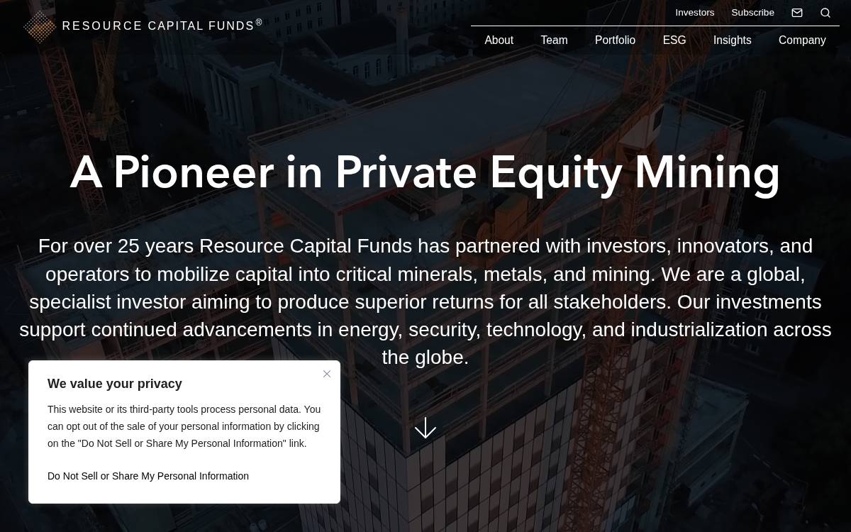 Resource Capital Funds website preview