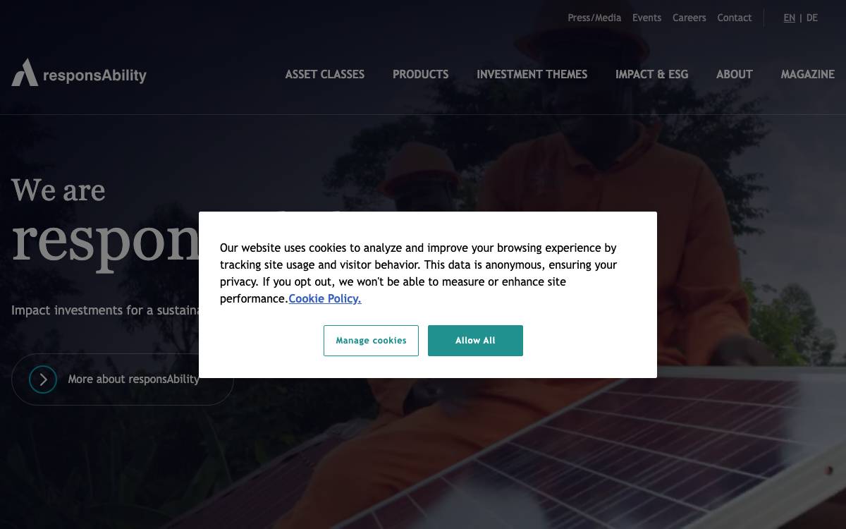 responsAbility Investments website preview