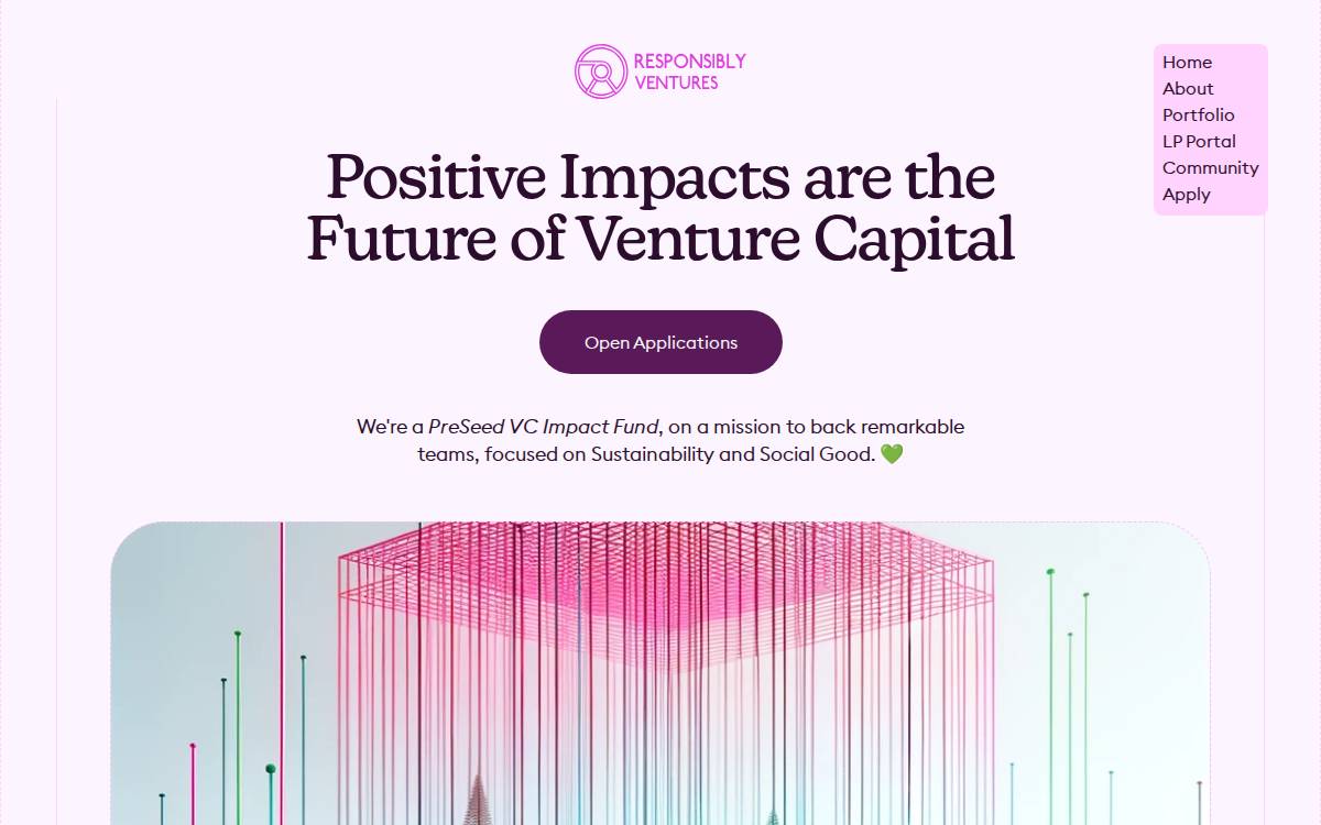Responsibly Ventures website preview