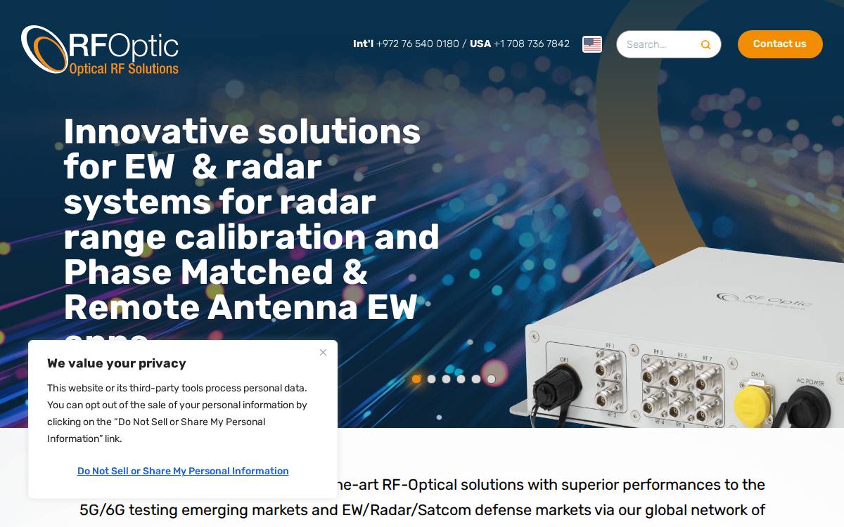 RFoptic- Optical RF Solutions website preview