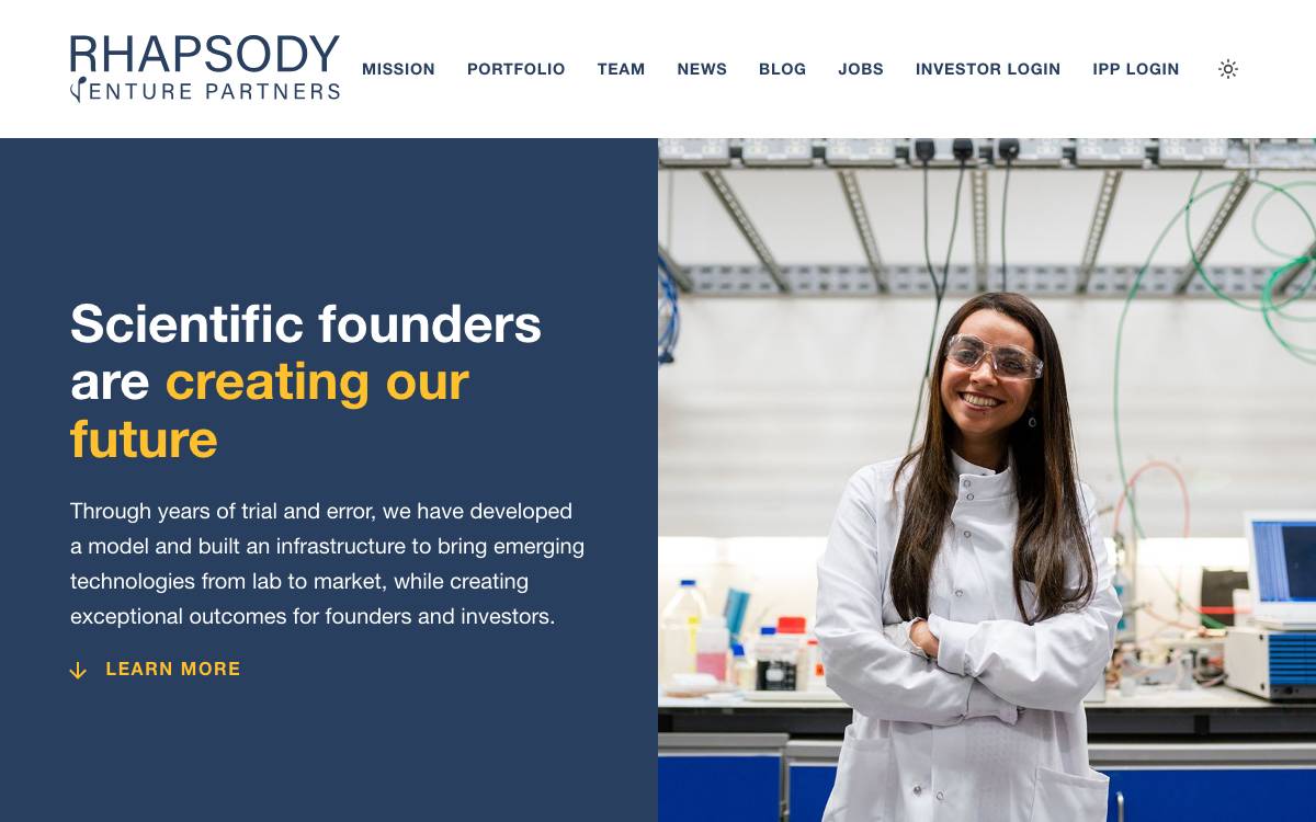 Rhapsody Venture Partners website preview