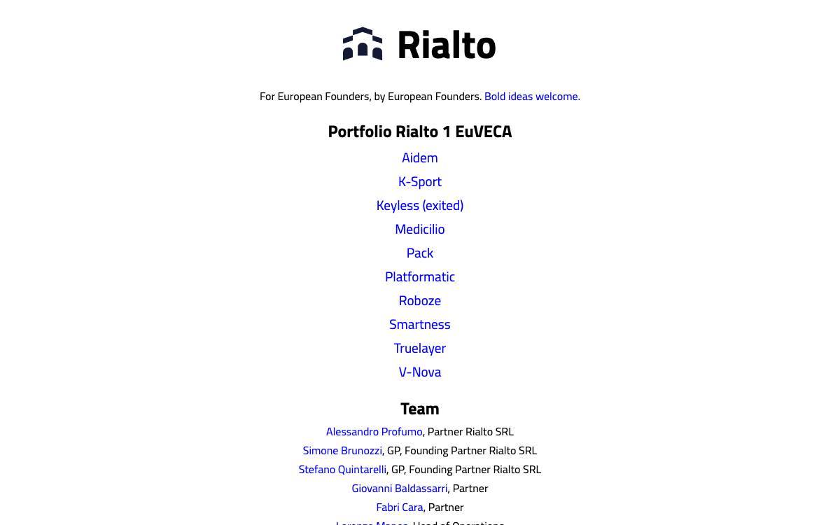 Rialto Ventures website preview