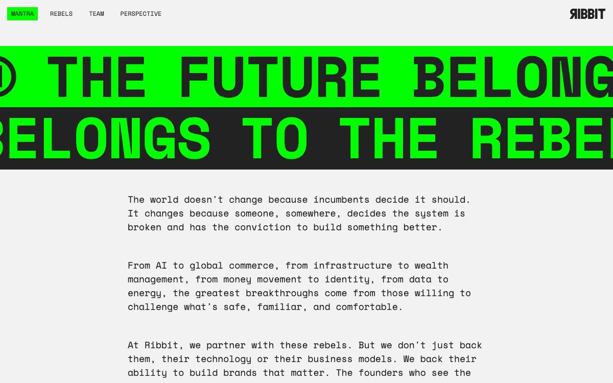 Ribbit Capital website preview