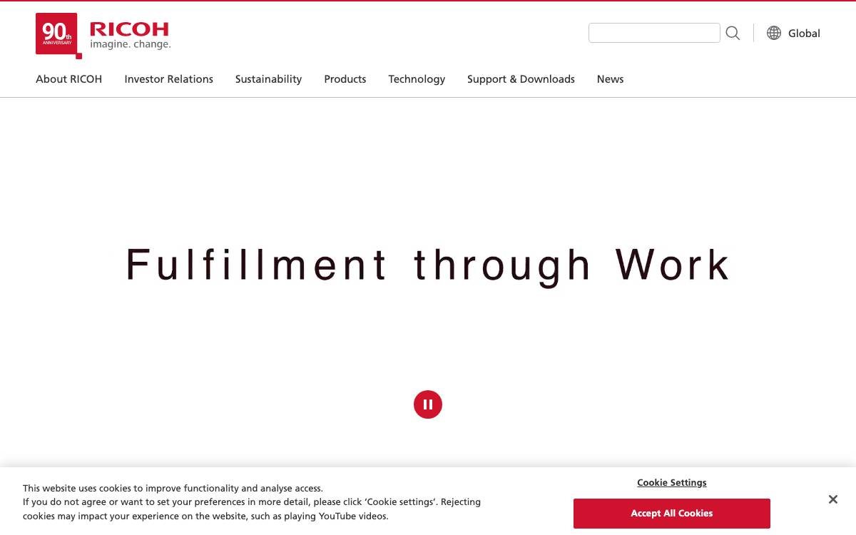 Ricoh Co. Ltd. website preview