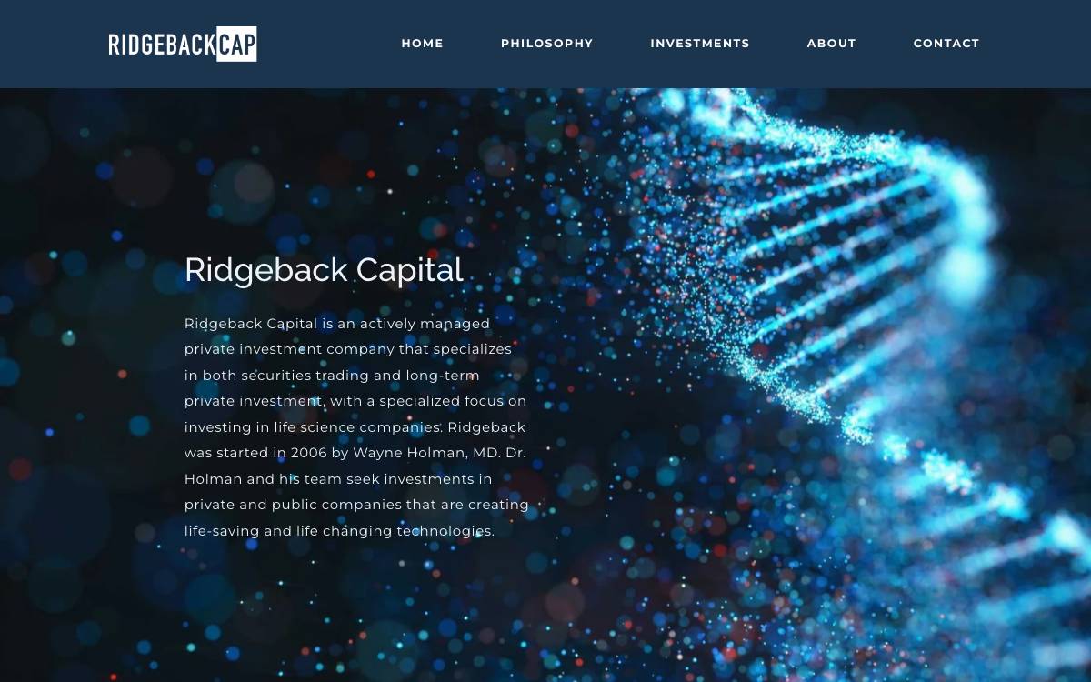 Ridgeback Capital website preview