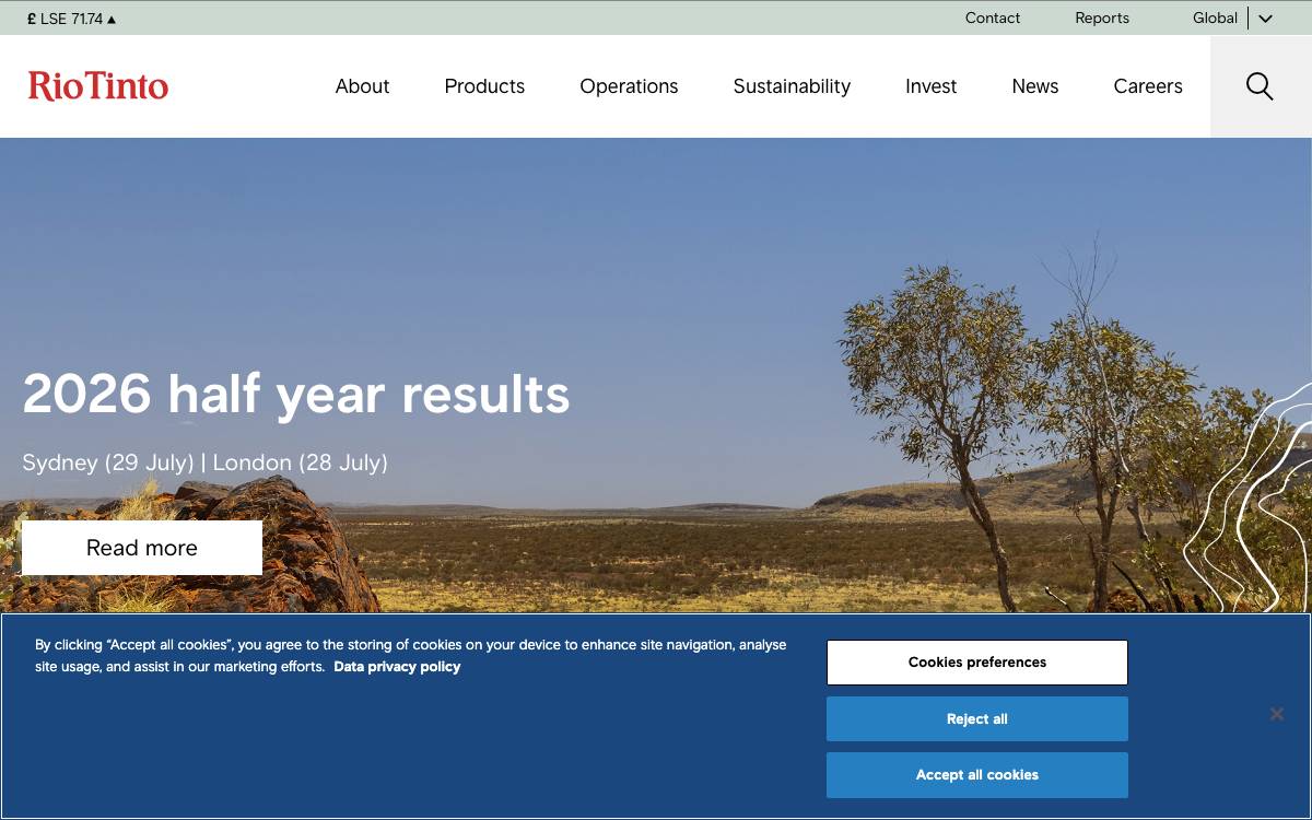 Rio Tinto Ventures website preview